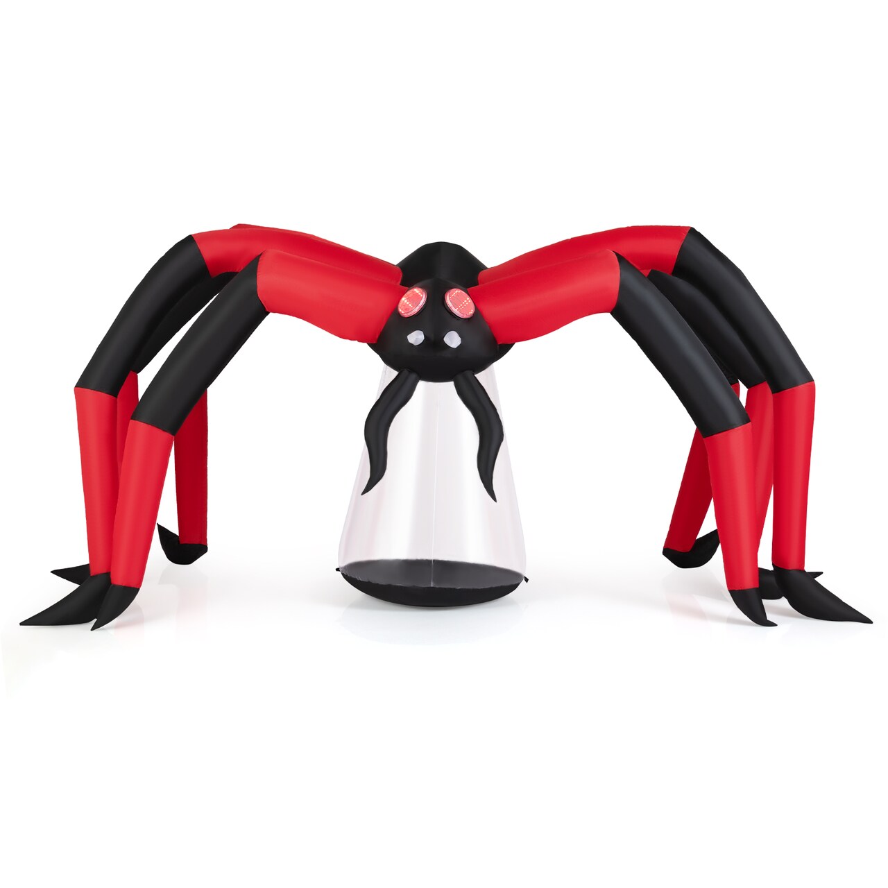 Black-Red LED Polyester Inflatable Spider Halloween Decoration 10 ft